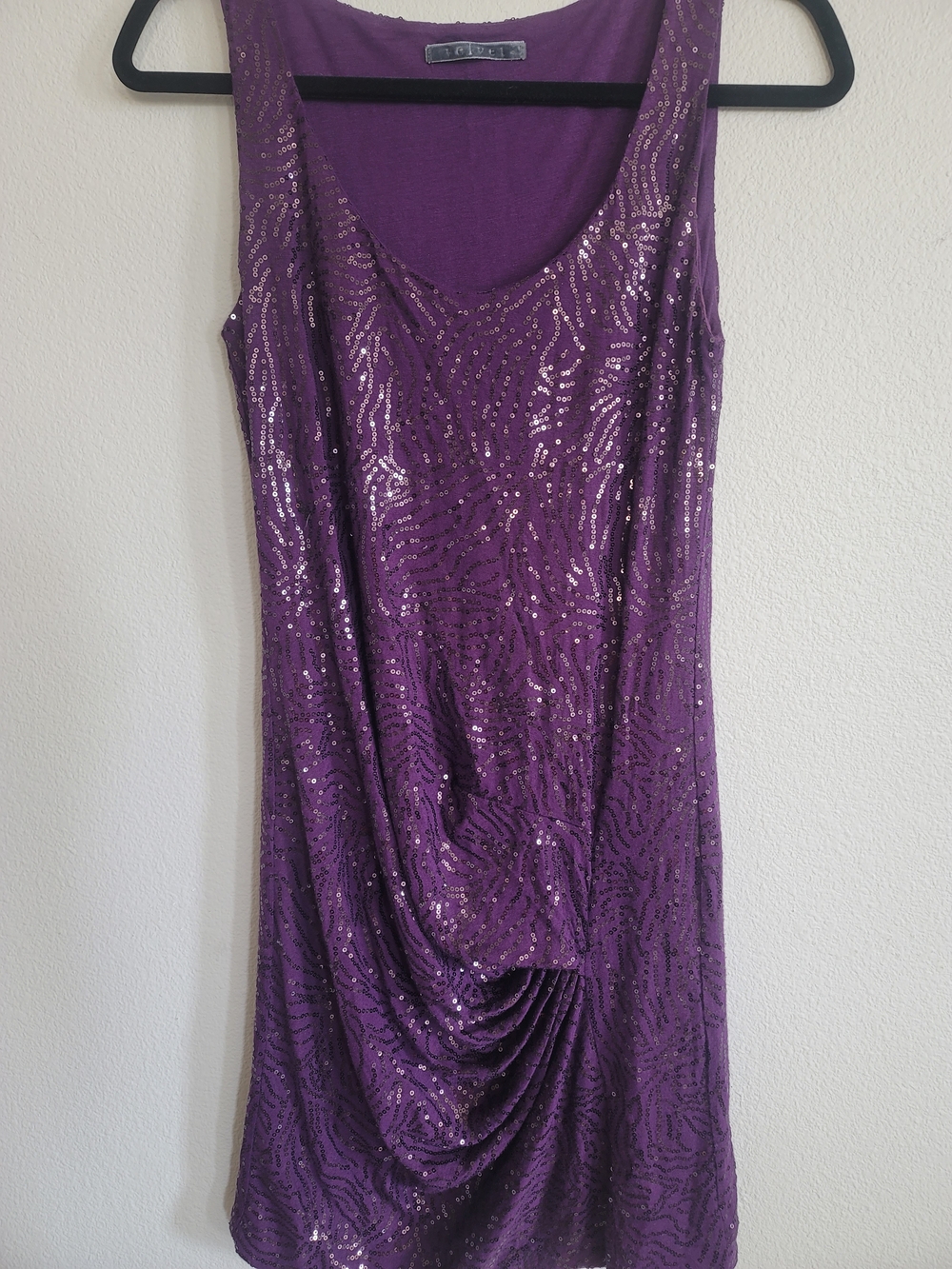 Velvet by Graham & Spencer Purple Sequin Scoop Neck Mini Dress